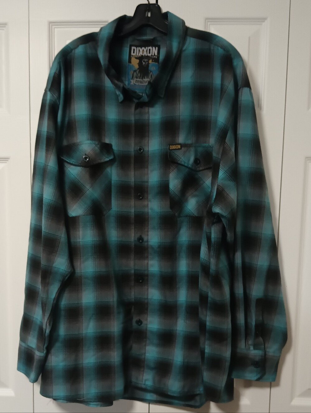 DIXXON Tortuga Teal and Black Plaid Button Down Shirt